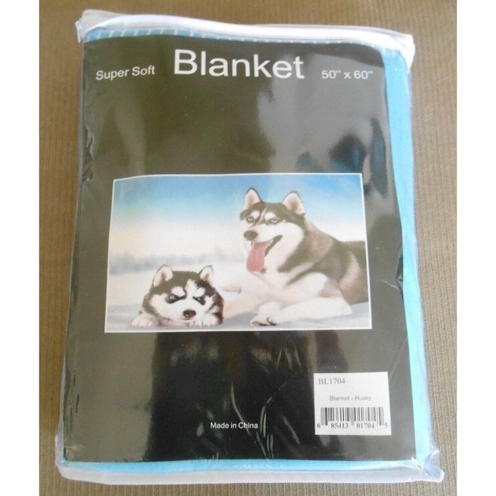 New Soft Winter Husky Siberian Fleece Throw Gift Blanket Puppy Dog Breed Novelty - Picture 3 of 3